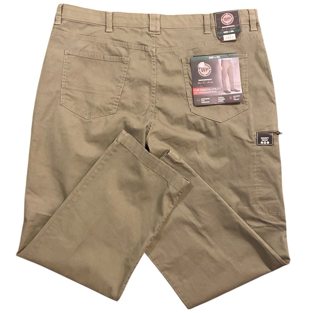 Weather Proof Dakota Utility Pants Men’s 40X30 Green Work Casual Stretch Trouser